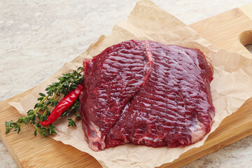 Raw beef machete steak for grill