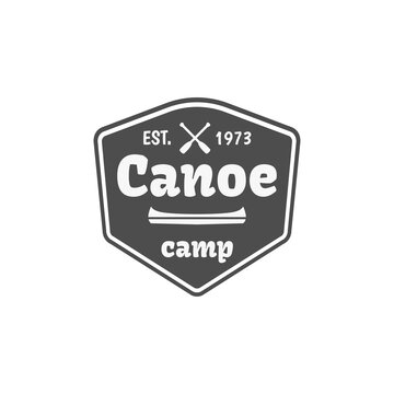 Canoe Rafting Camp logo premium vector for sale