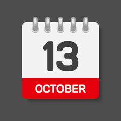 Icon page calendar day 13 October, template date