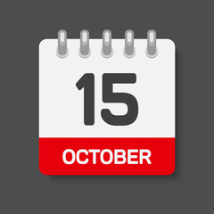 Icon page calendar day 15 October, template date