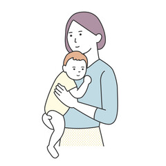 赤ちゃんを抱く母親