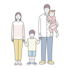 男児と赤ちゃんのいる若い家族