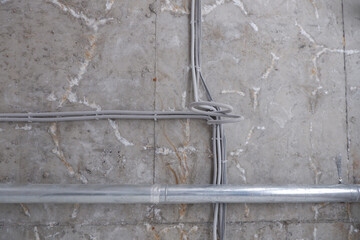 wiring on the ceiling for connecting electricity