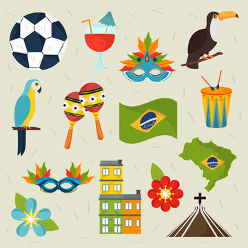icons set of brazil