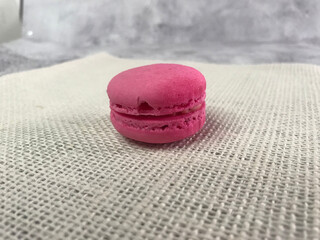 One pink macaron dessert,Include Clipping Path.