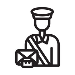 Postman , Postal Service outline icon.