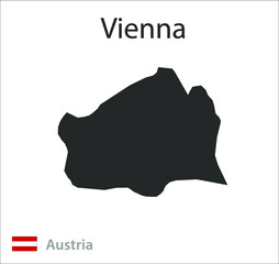 Map of Vienna and the flag of Austria.