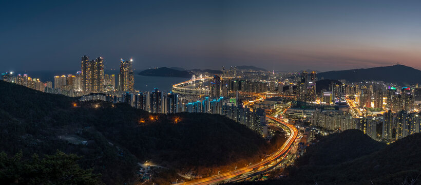 Scenic view of cityscape against sky during sunset - Powered by Adobe