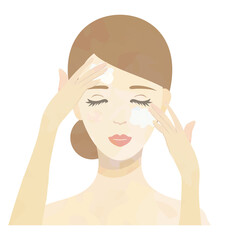 美容　洗顔をする女性・クリームを塗る女性