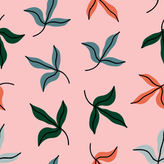 Seamless pattern with abstract shapes. Simple colored doodles