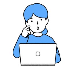 パソコンを使う女性 : わからない