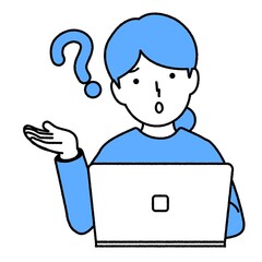 パソコンを使う女性 : わからない材