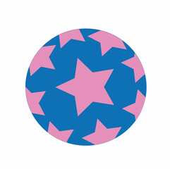 blue ball with pink stars, children's toy, logo