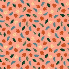 Seamless pattern with abstract shapes. Simple colored doodles