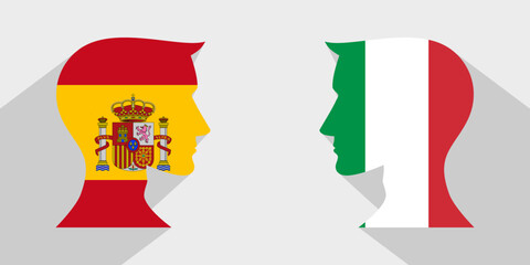 face to face concept. spain vs italy. vector illustration
