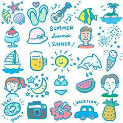 レトロな夏のモチーフ一式