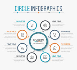 Fototapeta na wymiar Simple Modern Circle Infographics with 08 Steps 