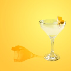 Sweet and sour. Margarita cocktail in the glass