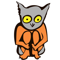 Children baby in Halloween animal costumes set. funny cute baby cartoons. a small child in a cute owl costume is squatting Vector illustration