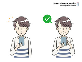 スマートフォンをチェックする若い男性