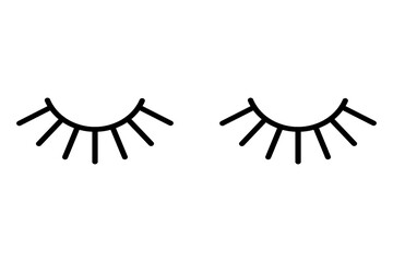 Closed eyes with eyelashes icon isolated