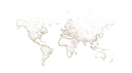 A world map made up of dots on a white background. Connection concept of people on earth. Vector illustration.  - obrazy, fototapety, plakaty
