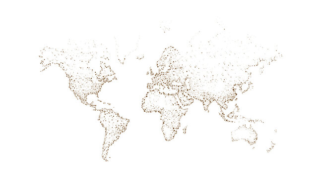 A world map made up of dots on a white background. Connection concept of people on earth. Vector illustration. 