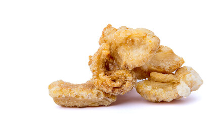 Fried pork skin. isolated on white background.