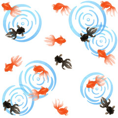 金魚をモチーフとしたパターン素材／Pattern material with a goldfish motif