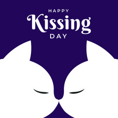 Vector illustration for international kissing day with couple of cute cats