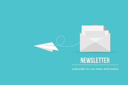 Newsletter. vector illustration of email marketing. subscription to newsletter, news, offers, promotions. a letter and envelope. subscribe, submit. send by mail.