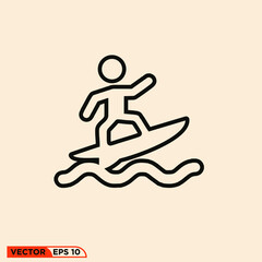 Icon vector graphic of  Surfing 