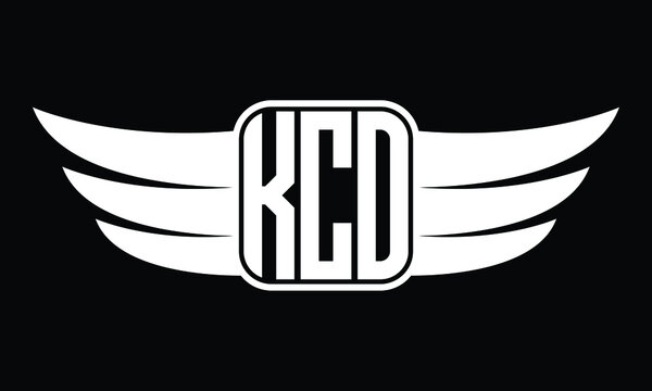 KCO three Letter Wings Flying Initial wing symbol minimalist creative concept flag icon professional logo design Vector template with abstract black and white tattoo