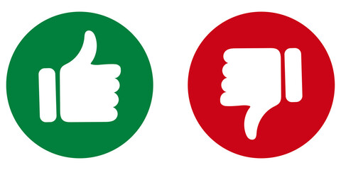 I like and dislike the icon set. Thumbs up or down. Vector illustration eps10 - obrazy, fototapety, plakaty
