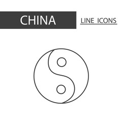 Yin-Yang China icon. Icons set of black thin line. Architecture, tradition and more is signature of China.