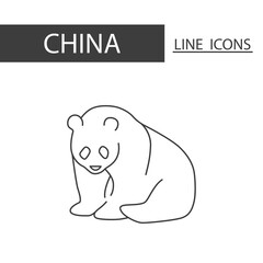 Panda China icon. Icons set of black thin line. Architecture, tradition and more is signature of China.