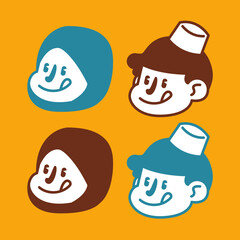 Obraz premium icons set of muslim boy and girl