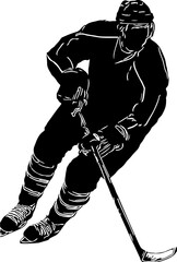 Ice hockey player vector, Silhouette of ice hockey player