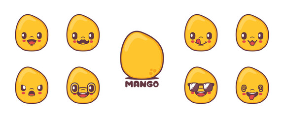 mango fruit cartoon. fresh fruit vector illustration. icon, emoticons, cartoons