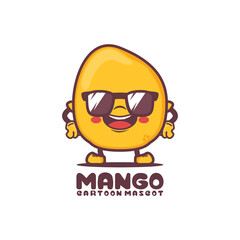 mango fruit cartoon with cool expression. fresh fruit vector illustration