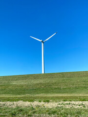Wind turbine and a blue sky in the Netherlands