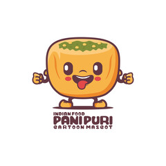 panipuri cartoon mascot. traditional indian food vector illustration