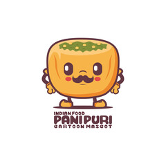 panipuri cartoon mascot. traditional indian food vector illustration
