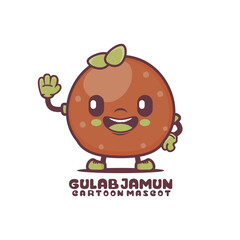 Gulab jamun cartoon mascot. traditional indian food vector illustration