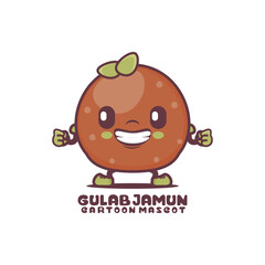 Gulab jamun cartoon mascot. traditional indian food vector illustration