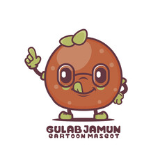 Gulab jamun cartoon mascot. traditional indian food vector illustration