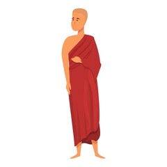 Red cloth monk icon cartoon vector. Sage meditate. Priest man