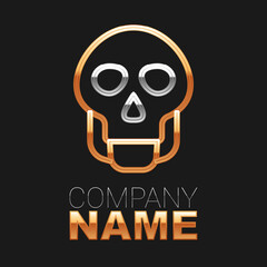 Line Skull icon isolated on black background. Happy Halloween party. Colorful outline concept. Vector