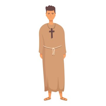 Priest icon cartoon vector. Monk meditation. Man medieval