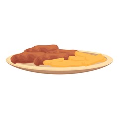 Meat potato dish icon cartoon vector. Food cuisine. Menu sauce
